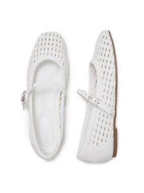 Woven Ballet Flats Square Toe Mary Jane Comfortable Dressy Shoes